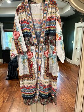 Colorful Floral Boho Kimono Cover-Up